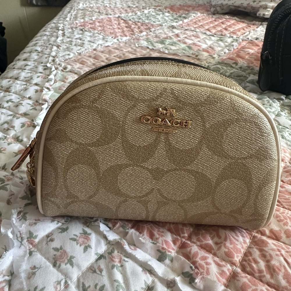 Coach Beige Signature Cosmetic Case